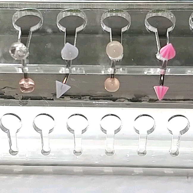 Pink SpikeBall EyebrowVertical Labret Rings